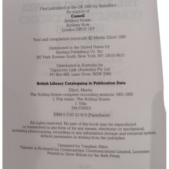 Vintage Softcover Book Rolling Stones Complete Recording Sessions Martin Elliott - Picture 6 of 6